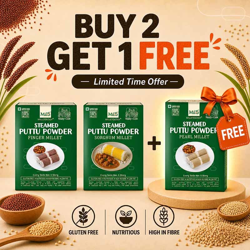 Ragi Puttu + Cholam Puttu Kambu Puttu Free