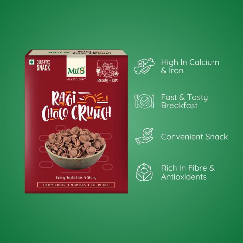 Ragi Choco Crunch Bites Crispy Ragi Bitesoated in Decadent Chocolate (100g)