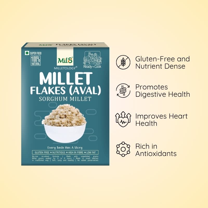 Sorghum Millet Flakes (Aval) Energy-Packed Sorghum Flakes to Start the Day Right (250g)